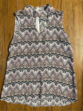 Pink Rose Sleeveless Top  - Pink, Black & Cream